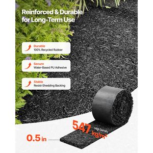 6 Rotoli di Tappeto Pacciamante in Gomma Riciclata da 120 x 4,5 Pollici, Effetto Naturale, Barriera per Fiori, Bordo Permanente per Pacciamatura, Forniture da Giardino - Product Image 2