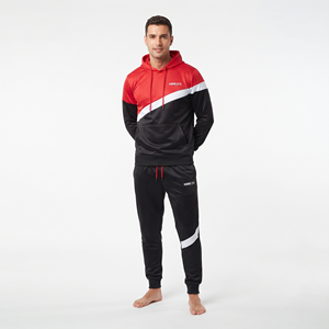 Ensemble de survêtement décontracté pour homme en polyester à capuche, coupe régulière, style streetwear, tenue de sport, vente en gros - Product Image 3