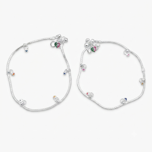 Chaîne de cheville en argent sterling DIVYORO avec breloques émaillées - Product Image 1