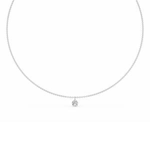 Collier pendentif solitaire flottant en diamant de laboratoire taillé rond, bijoux fins, 18 pouces - Product Image 4