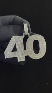 Iced Out Forty Number Pendant Necklace Luxury Hip Hop Numeric Charm Micro Pave Stone Bling Silver Tone - Product Image 6