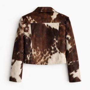 Women's Brown & White Cow Print Genuine Hair-On Leather Cropped <b>Jacket</b> Zip Front <b>Western</b> Style Fashion Coat - Product Image 4