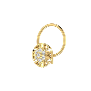 AJRETAIL 14K <b>Gold</b> GIA Certified Shimmering 0.03ct Antique Natural Diamond Flower Shape Ethnic Women's <b>Nose</b> Pin for Wedding - Product Image 4
