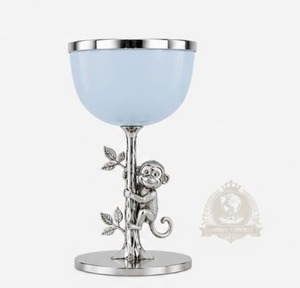 Quemador de Mesa de Lujo Monkey Burner, Quemador Plateado, Quemador Decorativo de Metal, Quemador con Tazón Azul, Decoración para Mesa de Boda, Hotel - Product Image 1