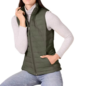 Puffy Vest Women Zip-Up Sleeveless Waterproof Canvas Solid Lightweight Padded <b>Cropped</b> <b>Puffer</b> Quilted Winter Warm Coat <b>Jacket</b> - Product Image 4