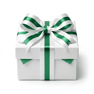 ริบบิ้นผ้าซาตินสีขาวลายเส้นสีเขียวตรงกลางขนาด 25 มม. สำหรับตกแต่งการ์ดเชิญ งานฝีมือ DIY ใช้ในงานจัดดอกไม้ และตกแต่งเสื้อผ้า - Product Image 5