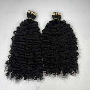 Qhair Vietnamien Doux Haute Qualité Soyeux Noir Birman Curl Tape Ins Double Drawn Bundles De Qhair - Product Image 4