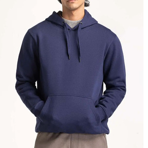 100% Cotton Fleece Hoodie for <b>Men</b> Heavyweight <b>Pullover</b> Sweatshirt Embroidered Hooded Collar Loose Fit Solid Pattern Winter Wear - Product Image 1