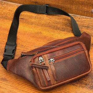 Riñonera informal para mujer, riñonera de cuero genuino para hombre, riñonera con múltiples bolsillos para viajes, senderismo, ciclismo, correr - Product Image 4