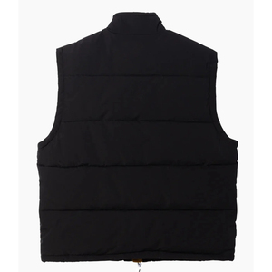 <b>Men's</b> <b>Black</b> Padded <b>Vest</b> Stand Collar Zipper Closure Windproof Casual Winter Outerwear Regular Length Solid Color Polyester - Product Image 2
