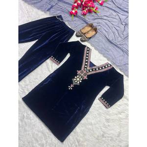 Conjunto de vestido y pantalón Anarkali para mujer de diseñador con Dupatta para fiestas - Product Image 4
