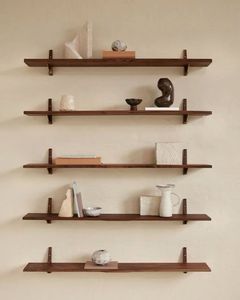 Luxury Wooden Wall Mounted Floating <b>Shelf</b> Double Tier Modern Sustainable Storage <b>Rack</b> for Living Room Home Use - Product Image 3