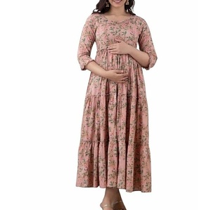 Vestido de Fiesta de Talla Grande de Alta Calidad, Vestido Largo de Maternidad para Enfermeras con Estampado Floral y Serigrafía para Mujeres Embarazadas - Product Image 5