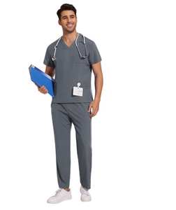 Athletic <b>Scrubs</b> for Men V-Neck <b>Top</b> & Jogger Pants Medical Nursing Uniform, Stretch Fabric, 8 Pocket Design - Product Image 5