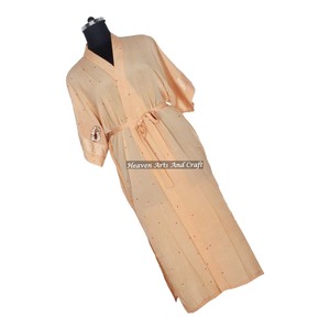 KL002 Kimono de Playa Vintage para Otoño e Invierno, Manga Larga, para Mujer, Mezcla de Poliéster y Seda, Secado Rápido, Cierre con Cordón, Bata de Baño - Product Image 2