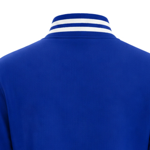 <b>Royal</b> <b>Blue</b> Varsity Letterman <b>Jacket</b> White Striped Ribbing Greek Letter Crest Snap Button Embroidered College Baseball Coat Style - Product Image 4