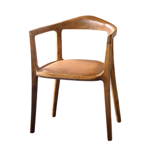 Chaise de salle à manger Bowery en teck massif et simili cuir, style Mid-Century, pour restaurants et hôtels - Product Image 1