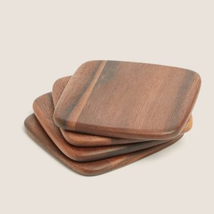 Soucoupes en bois d'acacia artisanat en bois bon marché ensemble de napperon à tasse carrée sous-verres en bois faits à la main - Product Image 4