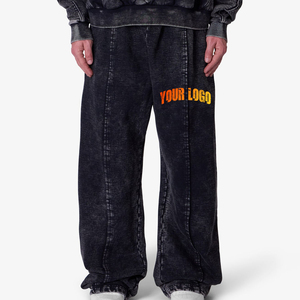 Pantalones Deportivos Casuales de Pierna Ancha, Lavados con Ácido, Transpirables y Ecológicos, de Alta Calidad, en Lona de Poliéster/Algodón de 300 GSM, OEM/ODM - Product Image 1