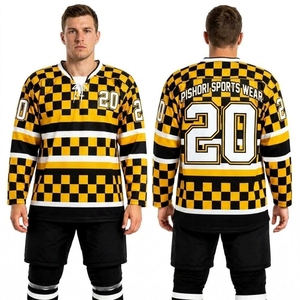 Jersey de Hockey sobre Hielo Personalizado en Negro, Gris y Dorado con Diseño de Mármol, 100% Poliéster, Manga Larga, Sublimado, Uniforme Personalizado para Equipos - Product Image 6