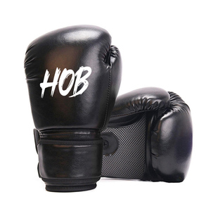 Guantes de Entrenamiento de Boxeo y MMA de Cuero Personalizados OEM Completamente Negros con Cierre de Gancho y Bucle para Muay Thai, Guantes de Boxeo de Cuero PU - Product Image 1