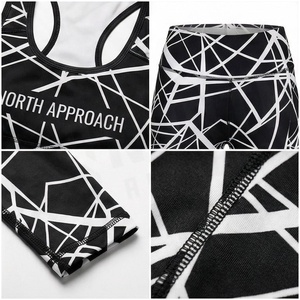 North Approach 2 Piece Yoga Set Geometric Print Racerback Crop <b>Top</b> Full Length Leggings <b>Sweat</b> Wicking Women's Sportswear - Product Image 4