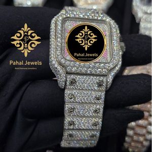 นาฬิกาข้อมือเพชรทรงสี่เหลี่ยมหรูหรา Pahal Jewels สำหรับผู้หญิง ตัวเรือนสแตนเลสสตีล หน้าปัดควอตซ์อนาล็อกขนาด 30 มม. กระจกแซฟไฟร์ ตัวล็อคแบบผีเสื้อ - Product Image 2