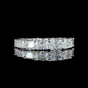 Bague Éternité Complète en Diamant de Laboratoire Taille Radiant, Or 10K 14K 18K, Argent 925 935, Sertie à Griffes, Luxe, Anniversaire, Mariage - Product Image 1