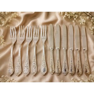 Ensemble de couverts élégants en métal avec poignées ornées, finition miroir haute brillance, passe au lave-vaisselle, idéal pour les mariages - Product Image 5