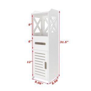 White Two-Tier Single Door Bathroom Cabinet Waterproof Design for Organization and Style - Product Image 4