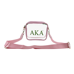 AKA <b>Clear</b> Cross Body <b>Bag</b> Transparent Pink & Green PVC Shoulder Purse Stadium Approved AKA Travel Event Crossbody <b>Bag</b> - Product Image 1
