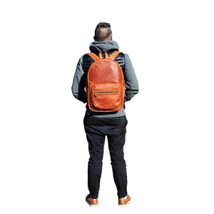 Genuine Leather Minimalist <b>Backpack</b> With Zipper Closure Shoulder <b>Straps</b> Unisex Daily Use Softback Below 24L Durable Design - Product Image 2