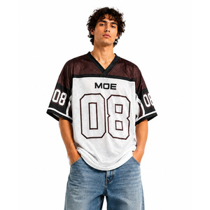 Maillot de football américain rétro léger en maille, coupe oversize, en polyester, style streetwear, vente en gros, personnalisable avec numéro, unisexe - Product Image 1
