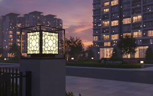 Lámpara LED para Pilar de Puerta, Diseño Geométrico Clásico, Decoración CM para Exteriores, Villa, Acero con Recubrimiento de Polvo Negro, Luz Cálida, CA 220V (±10%), 12 Pulgadas - Product Image 3