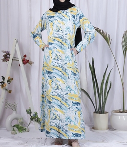 Abaya moderne 2026, nouveau style, robe islamique modeste, vêtement musulman, robe longue ouverte sur le devant pour femmes, polyester, col en V floral - Product Image 5