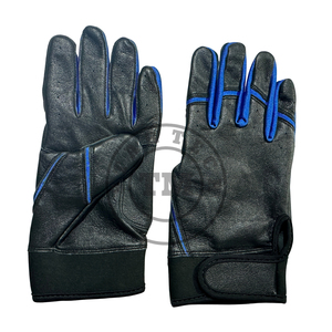 Custom Logo Premium Leather Baseball Batting Gloves XL <b>Hook</b> Loop Closure Ambidextrous Design Maximum Grip Flexible Fit Black - Product Image 2