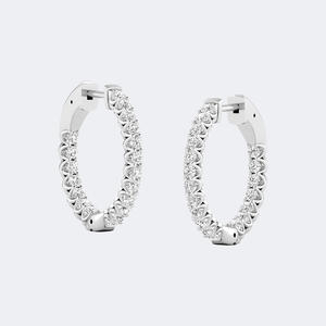 Pendientes de Aro con Diamantes de Corte Redondo de 1.10CTW con Engaste Compartido Tipo Eternity - Product Image 2