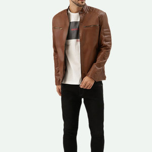Men's Stylish Waterproof Genuine Leather <b>Jacket</b> High Street Design Front Logo Street Zip Wholesale <b>jacket</b> for men - Product Image 1