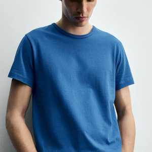 T-shirt à col rond pour homme, coupe classique |   T-shirt basique à manches courtes 100% coton |   T-shirt vierge OEM/ODM à séchage rapide, lavé, vente en gros - Product Image 4