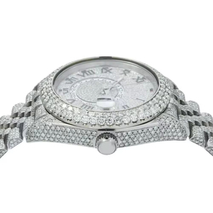 Reloj de Lujo Personalizado con Caja Cuadrada de Cuarzo, Resistente al Agua 10 Bar, Fecha Automática, Acero Inoxidable, Unisex, Oro Blanco, Diamante Moissanite VVS - Product Image 4