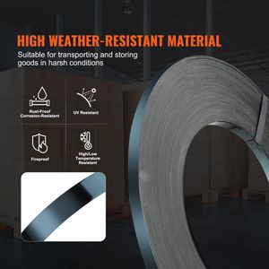 Nastro in Acciaio per Imballaggio ad Alta Resistenza, 776 kg di Forza di Rottura, Rotolo da 4,17 m x 1,90 cm x 0,05 cm per Legatura Pallet - Product Image 3