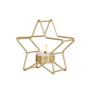 <b>Set</b> Of 2 Luxury Gold Metal Wire Christmas Candlestick Holder Decorative Star Tree Tealight Stand for Living Room Wedding - Product Image 4