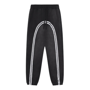 Men's Gray Cotton Sweatpants <b>Elastic</b> <b>Waist</b> Drawstring Side Pockets Casual Joggers Stonewashed Midweight Autumn Wear - Product Image 5