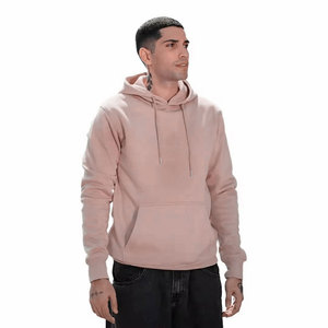 Sudadera con Capucha Beige para Hombre, Corte Regular, Informal, Tejida, 100% Algodón, Felpa, Color Sólido, para Otoño - Product Image 4