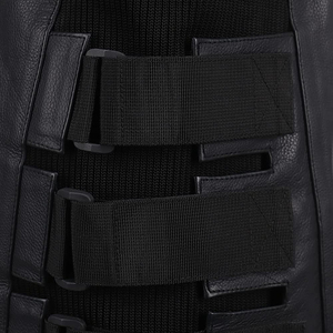 Gilet de moto en cuir matelassé personnalisé pour homme, finition premium, design réversible décontracté, protection anti-UV, fermeture éclair - Product Image 5