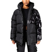 Veste matelassée style bulle pour homme, manteau d'hiver chaud en coton rembourré, tissu à mémoire de forme, broderie imprimée, capuche amovible