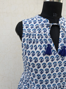 Vestido de Verano 100% Algodón para Mujer, Estampado a Mano, Vestido Maxi de Capas, Diseño Sólido, Sostenible para la Temporada de Otoño/Verano - Product Image 4