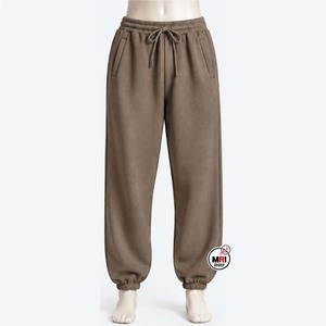 High Quality Mens <b>Brown</b> Sweatpants Elastic Waist Drawstring Side Pockets Knitted Cotton Breathable Midweight Casual Autumn Wear - Product Image 1