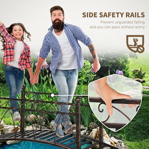 Arco Decorativo in Metallo da 3,3FT, Ponte per Giardino Zen con Ringhiere di Sicurezza, Passerella con Delicati Intagli, Sfere Angolari per Paesaggistica e Decorazione - Product Image 4