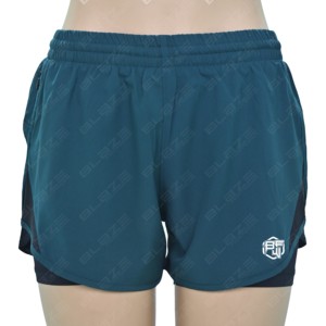 Shorts Deportivos de Doble Capa Elásticos de Secado Rápido para Mujer, Cintura Alta, Logotipo Personalizado, Tela Lavada con Encaje, para Yoga y Running, Venta al Por Mayor BFW - Product Image 3